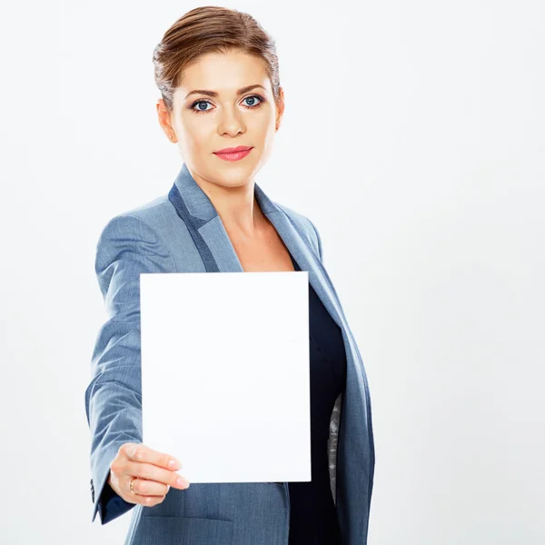 Mujer de negocios mantenga bandera —  Fotos de Stock