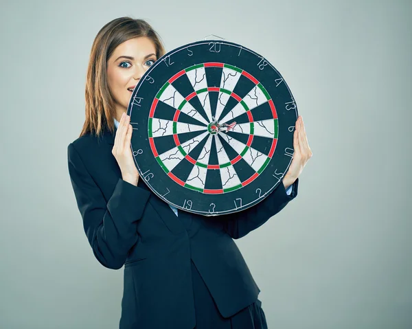 Business woman holding mål. — Stockfoto