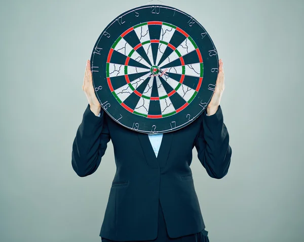 Business woman holding target. — Stock Photo, Image