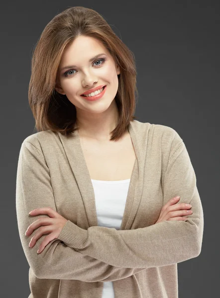 Woman with folded hands — Stock Photo, Image