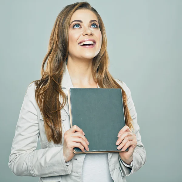 Business woman holding book — Stock Photo, Image