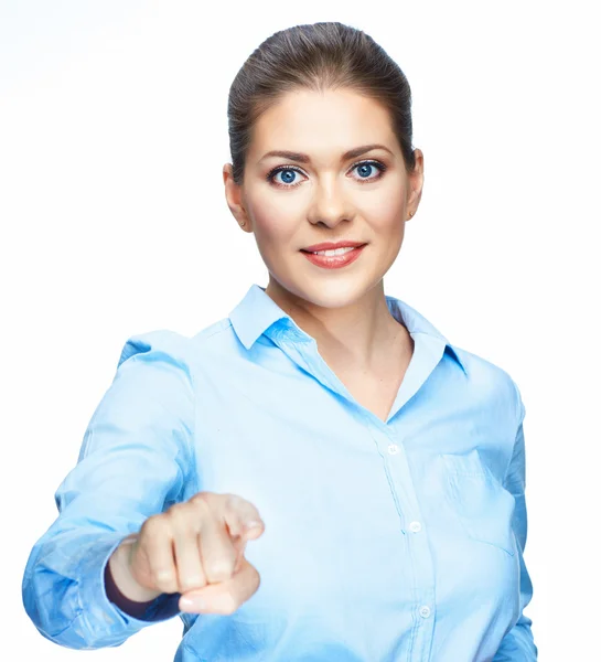 Affärskvinna pekande finger på dig — Stockfoto