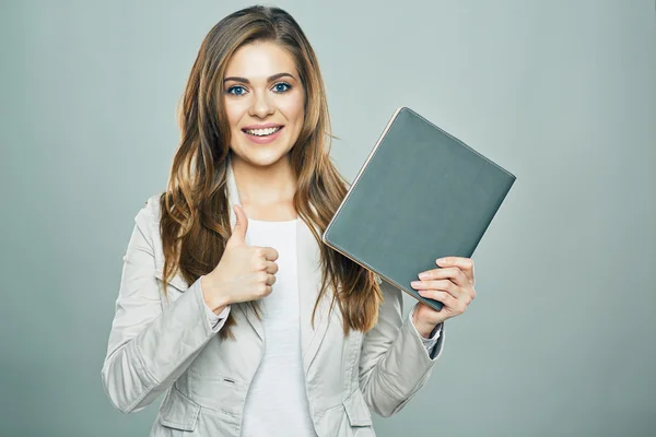 Business woman holding book — Stock Photo, Image