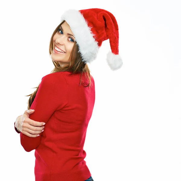 Sonriente chica en Santa sombrero — Foto de Stock