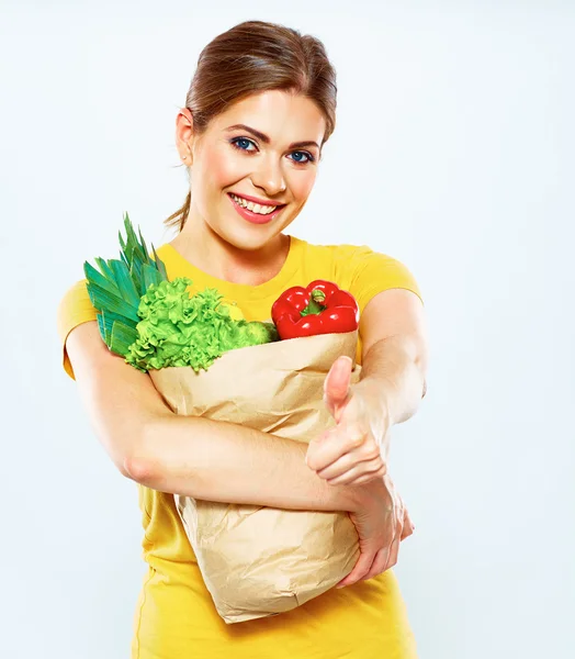 Borsa donna con cibo — Foto Stock