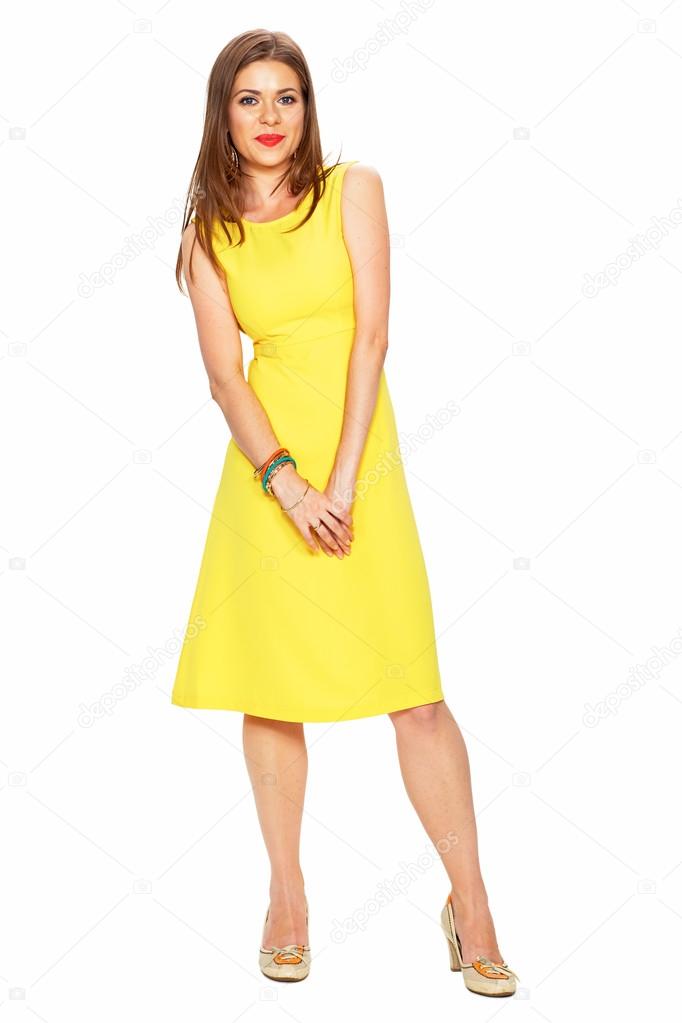 Fashion woman in yellow dress