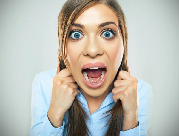 Mujer de negocios con la boca abierta — Foto de Stock