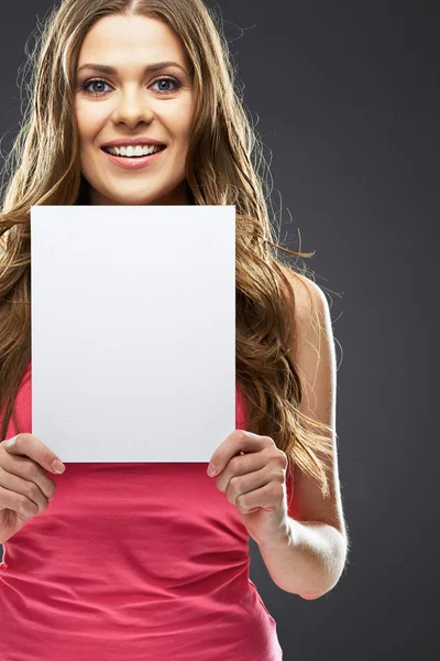 Model holding advertising board — Stock Photo, Image