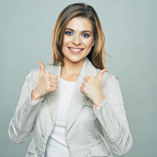 Bizneswoman pokazuje kciuki do góry — Zdjęcie stockowe