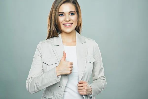 Empresária mostrando polegar para cima — Fotografia de Stock