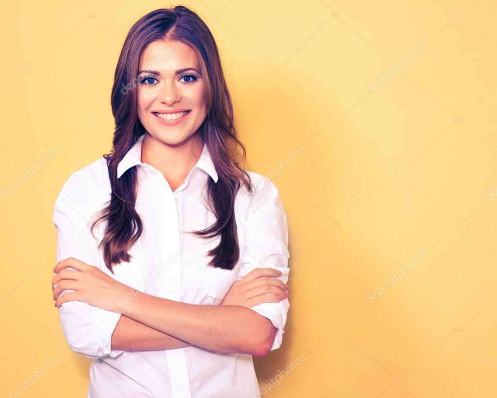 Businesswoman in white shirt