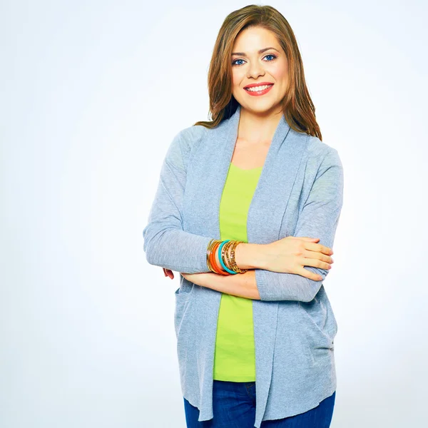 Young woman in green t-shirt — Stock Photo, Image