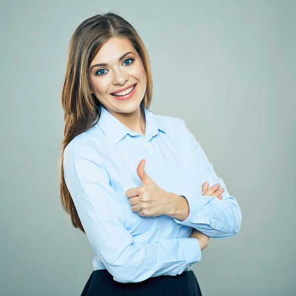 Vrouw verschijnt duim — Stockfoto