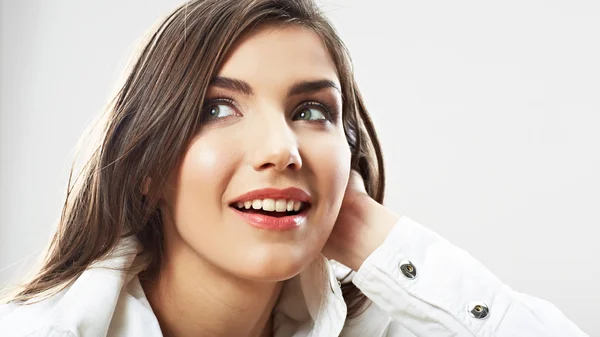 Girl in white jacket — Stock Photo, Image