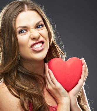 woman holding red heart clipart