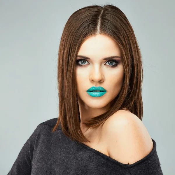 Woman with blue lips — Stock Photo, Image