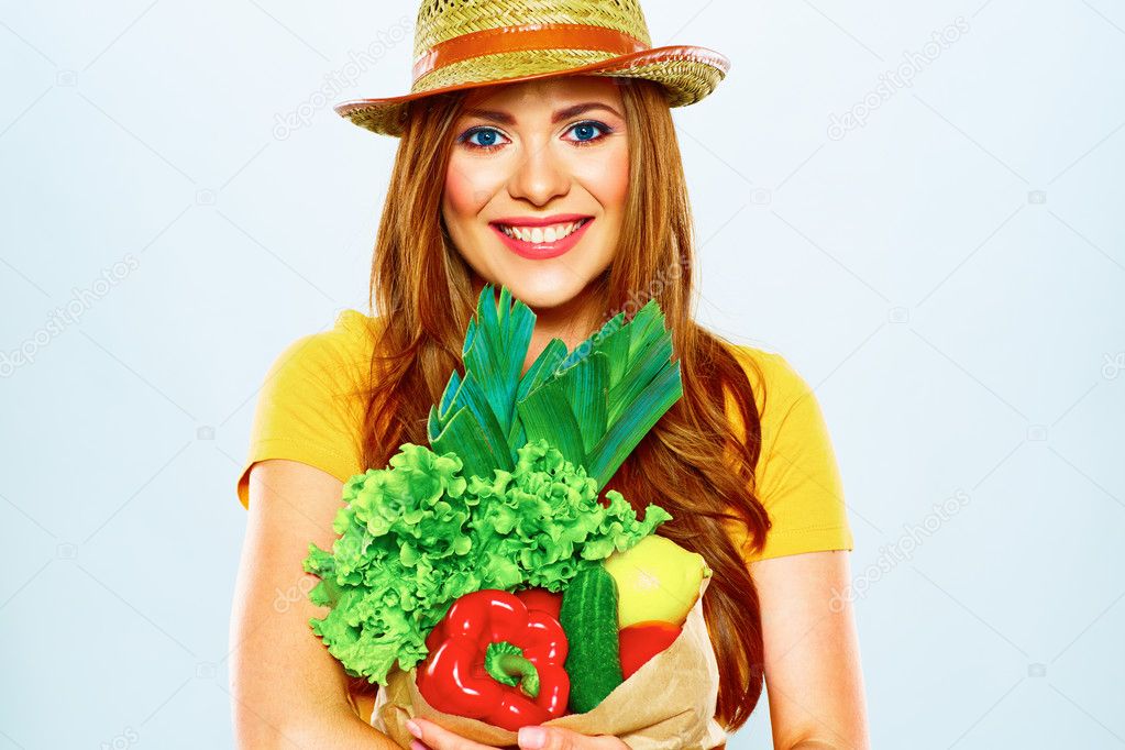 Beautiful woman with vegetables