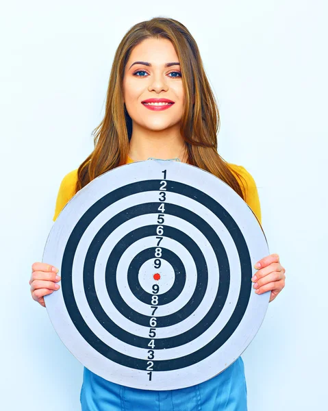 Worker holds target — Stock Photo, Image