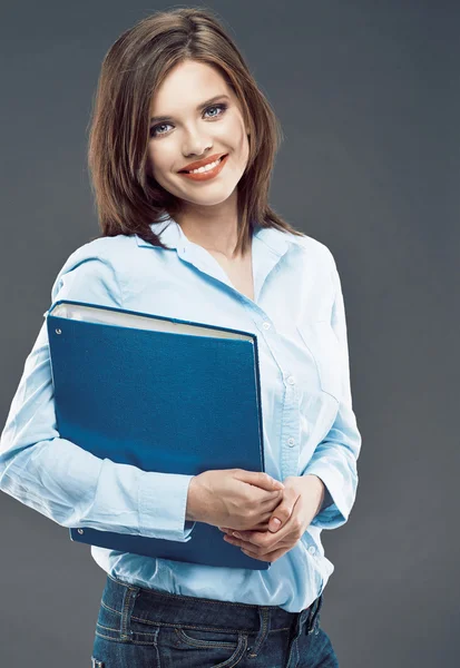 Businesswoman holds office folder — Stock Photo, Image