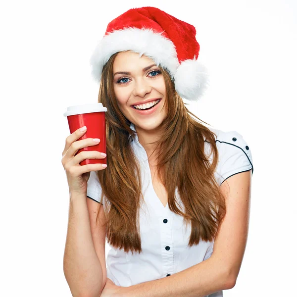 Weihnachtsmann mit Kaffeetasse — Stockfoto