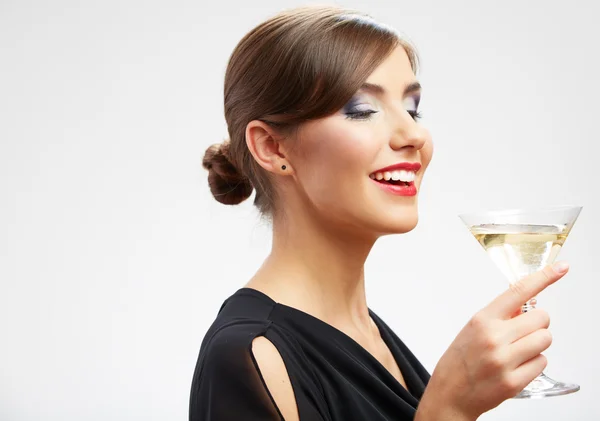Жінка напої вина — стокове фото