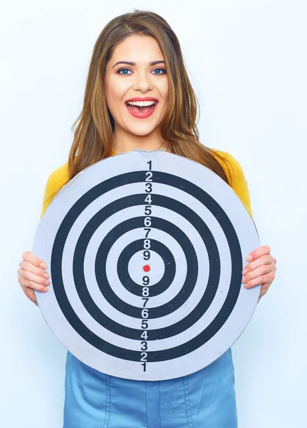 Worker holds target — Stock Photo, Image