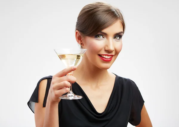 Woman drinks wine — Stock Photo, Image