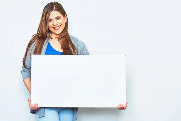 Mujer sosteniendo letrero —  Fotos de Stock