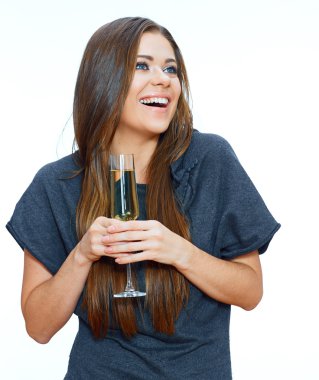 Kız şampanya tutar