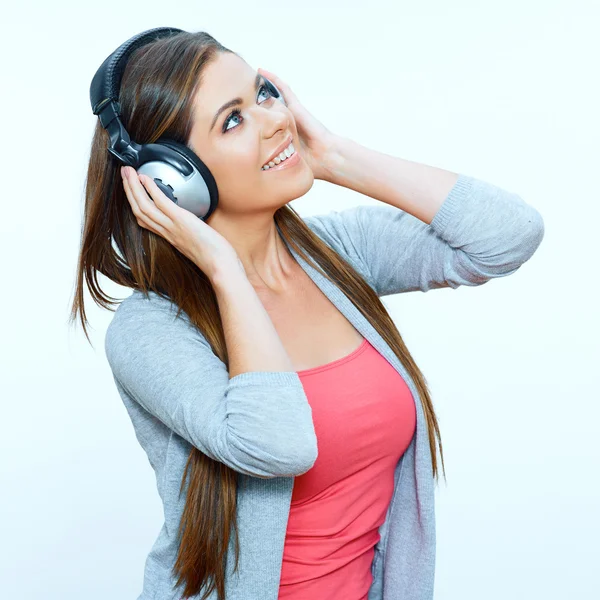 Jeune femme avec écouteurs — Photo