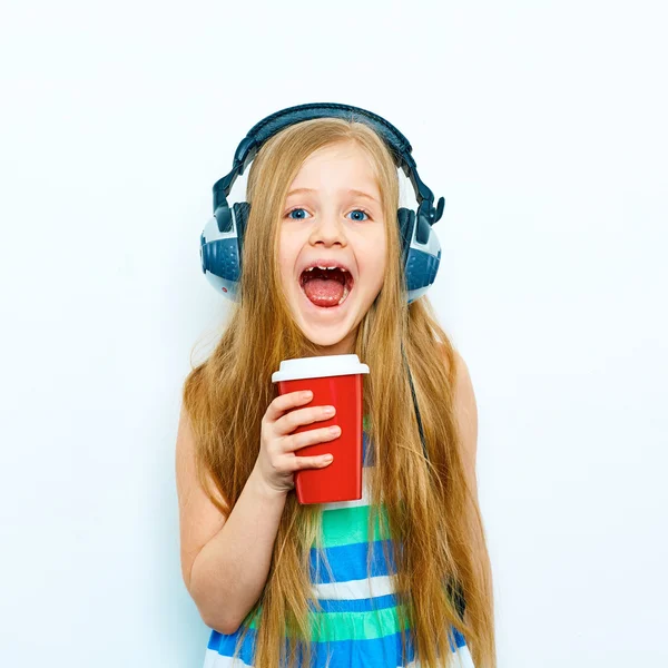 Little girl with coffee — Stock Photo, Image