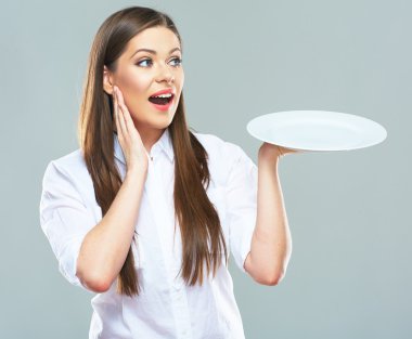 İş kadını boş levha tutar