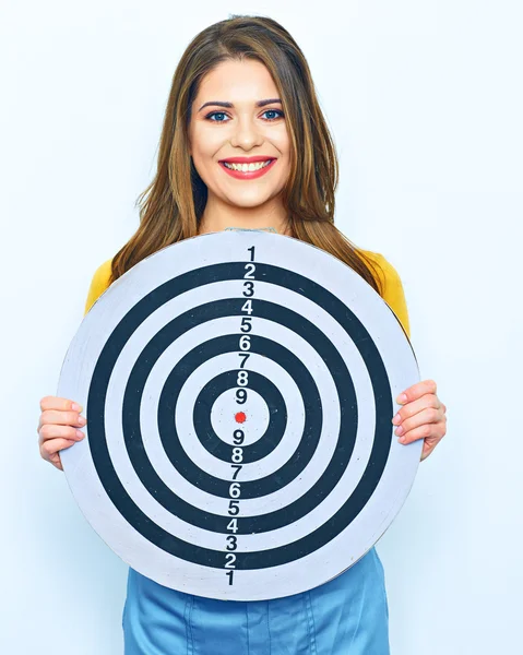 Worker holds target — Stock Photo, Image