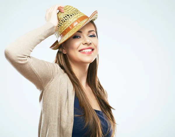 Chica posando con sombrero de paja —  Fotos de Stock