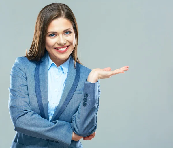 Businesswoman presenting copy space — Stock Photo, Image