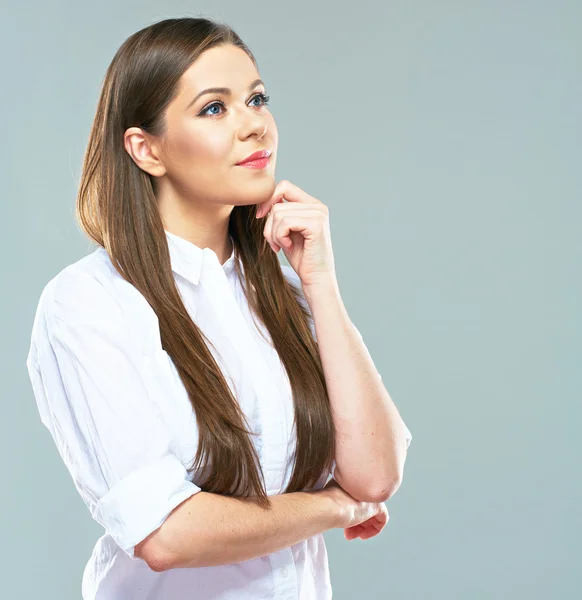 Empresária vestida de camisa branca — Fotografia de Stock