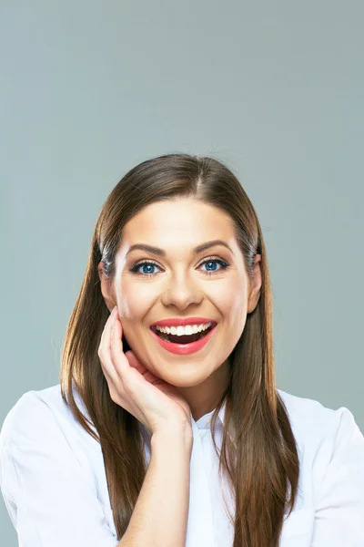 Businesswoman dressed in white shirt — Stock Photo, Image