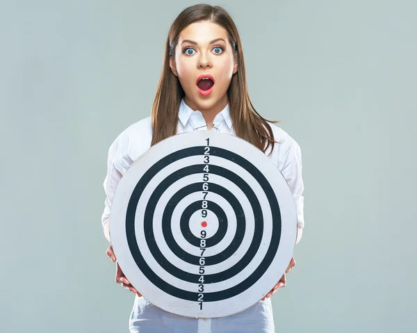 Businesswoman holds target — Stock Photo, Image