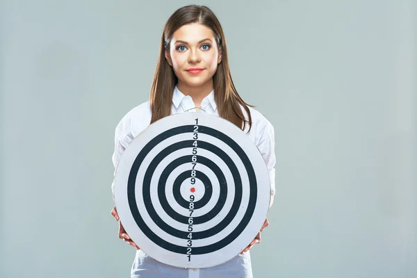 Businesswoman holds target — Stock Photo, Image