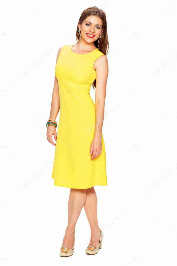 Fashion woman in yellow dress
