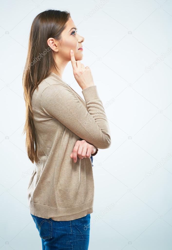 young thinking positive woman