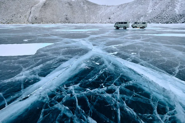바이칼호의 얼음입니다 이르쿠츠크 러시아 — 스톡 사진