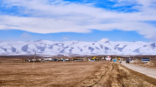 Panorama Vale Com Montanhas Horizonte República Daguestão Rússia — Fotografia de Stock