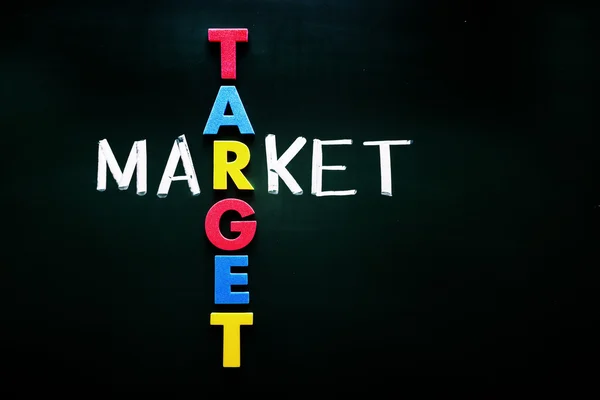 Market and target, conceptual words on blackboard. — Stock Photo, Image
