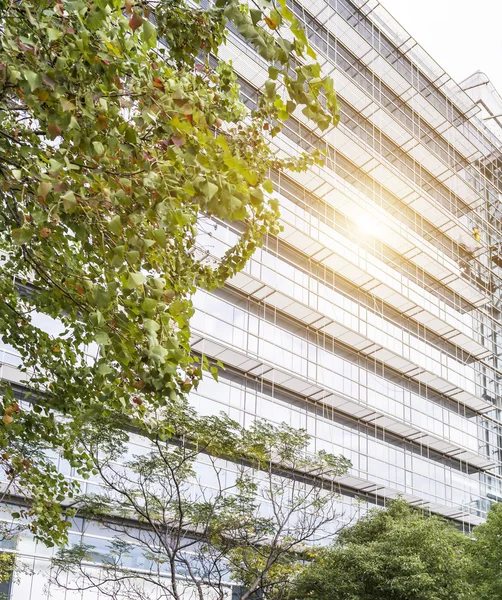 Architectural background of a modern high-rise building with a c — Stock Photo, Image