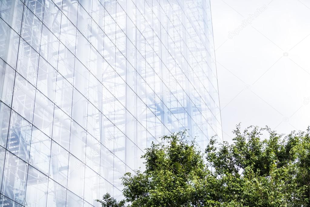 Modern high-rise building with a glass facade