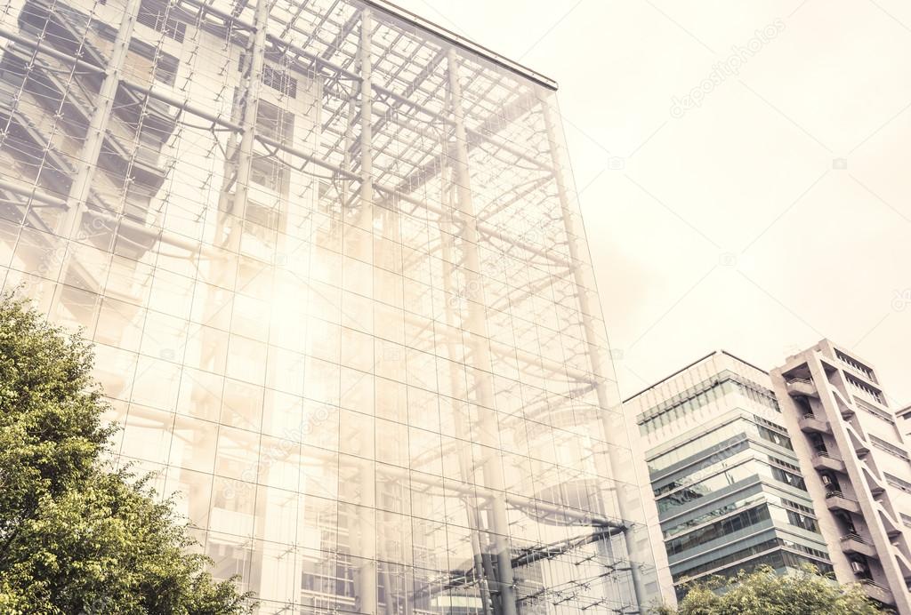 Modern high-rise building with a glass facade