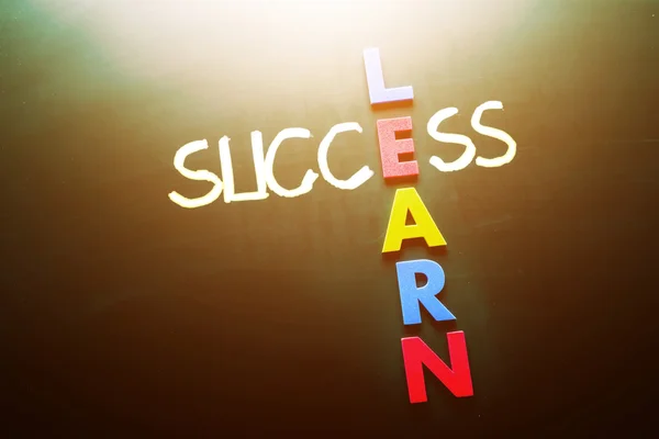 Conceito de Aprendizagem e Sucesso no Chalkboard — Fotografia de Stock