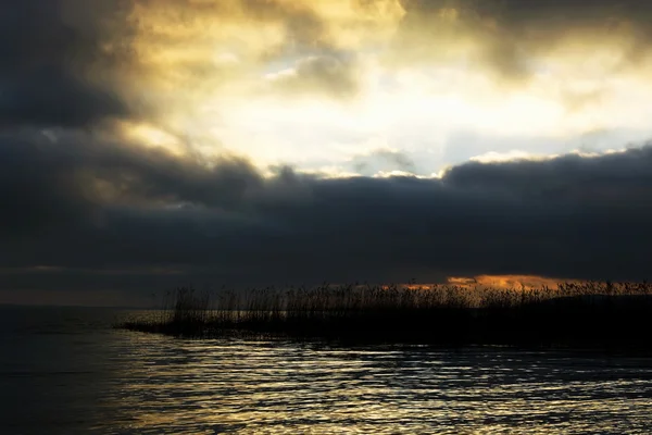 Cloudy Sunset Lake Balaton Szigliget Hungary — Stock Photo, Image
