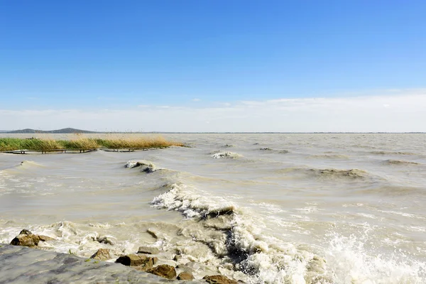 Burzliwy jeziora Balaton — Zdjęcie stockowe